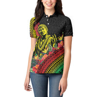 Retro Hawaiian Singer Women Polo Shirt Polynesian Style Tropical Flowers