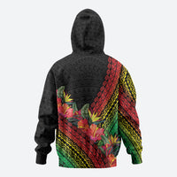 Retro Hawaiian Singer Zip Hoodie Polynesian Style Tropical Flowers