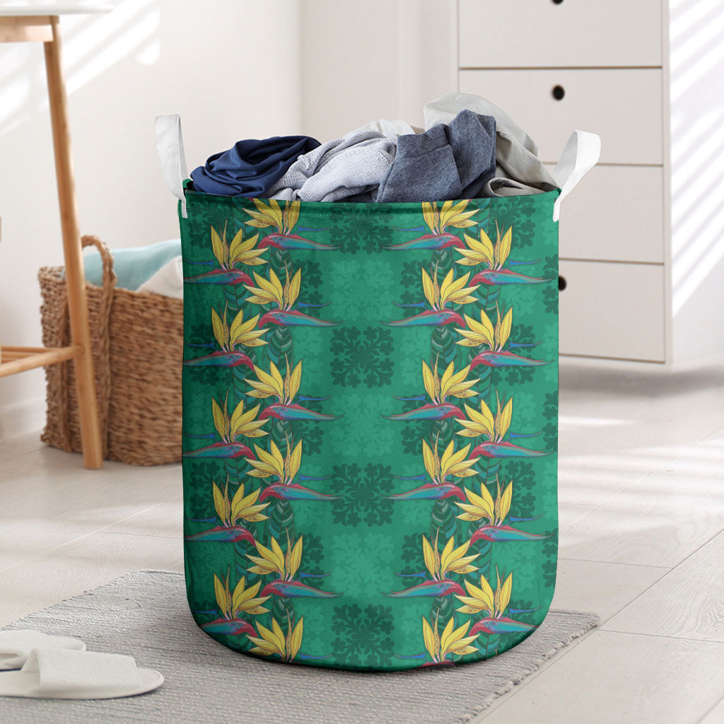 Hawaii Waikiki King Laundry Basket Green Quilt With Pua Manu