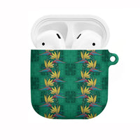 Hawaii Waikiki King AirPods Case Green Quilt With Pua Manu
