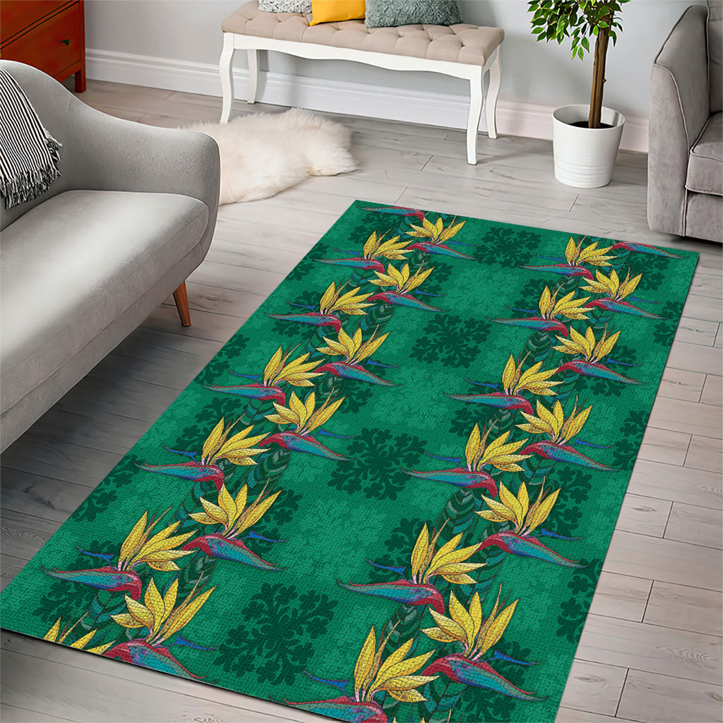 Hawaii Waikiki King Area Rug Green Quilt With Pua Manu