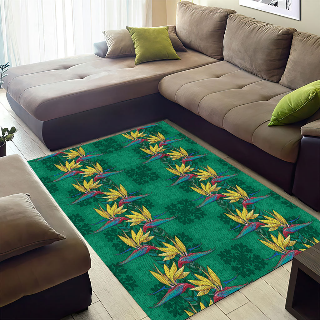 Hawaii Waikiki King Area Rug Green Quilt With Pua Manu