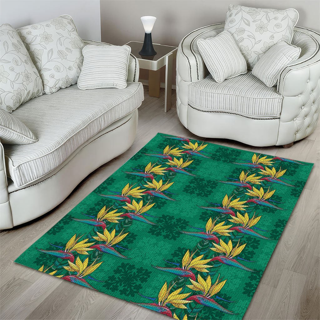Hawaii Waikiki King Area Rug Green Quilt With Pua Manu