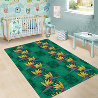 Hawaii Waikiki King Area Rug Green Quilt With Pua Manu