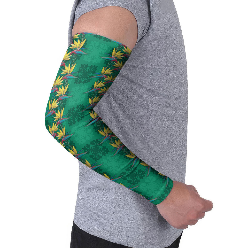 Hawaii Waikiki King Arm Sleeves Green Quilt With Pua Manu