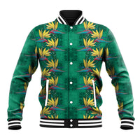 Hawaii Waikiki King Baseball Jacket Green Quilt With Pua Manu