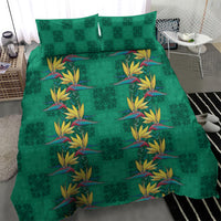 Hawaii Waikiki King Bedding Set Green Quilt With Pua Manu