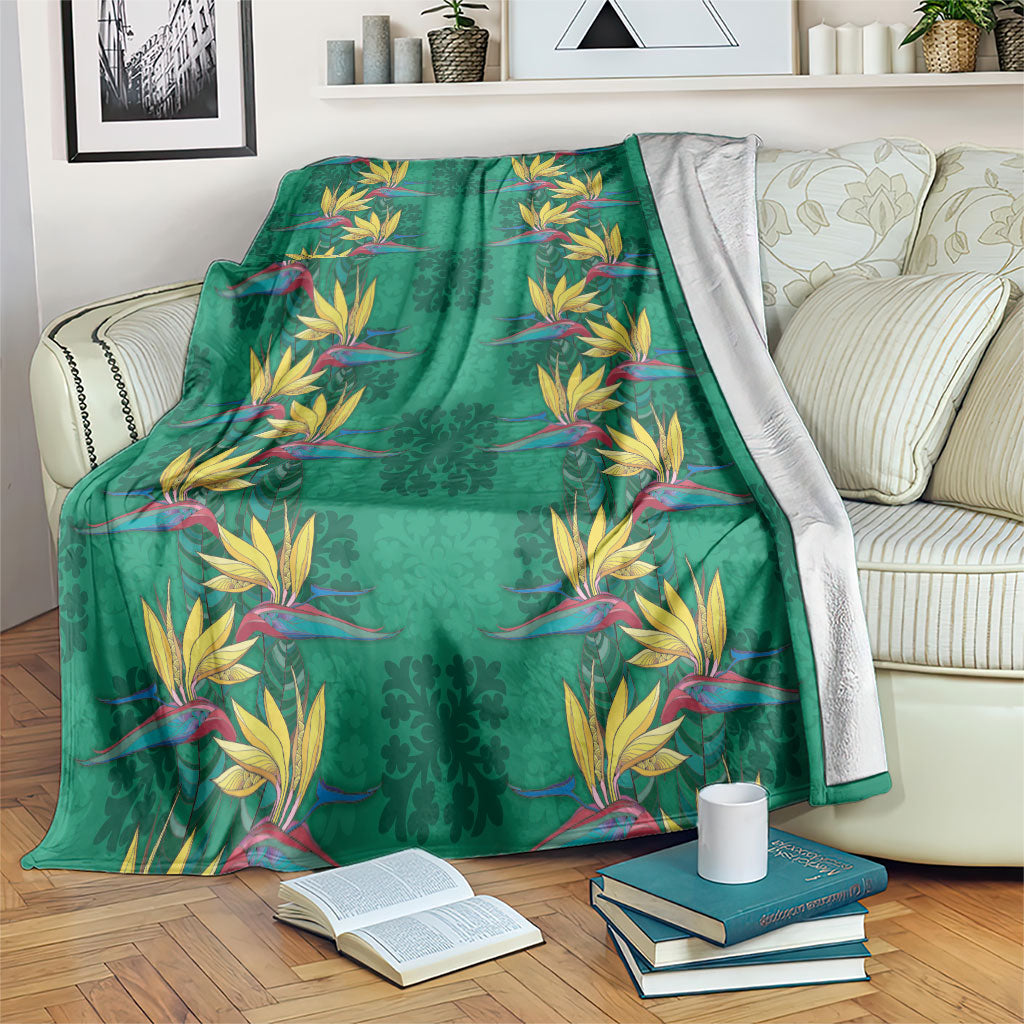 Hawaii Waikiki King Blanket Green Quilt With Pua Manu