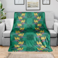 Hawaii Waikiki King Blanket Green Quilt With Pua Manu