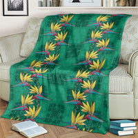 Hawaii Waikiki King Blanket Green Quilt With Pua Manu