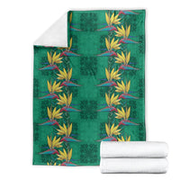 Hawaii Waikiki King Blanket Green Quilt With Pua Manu