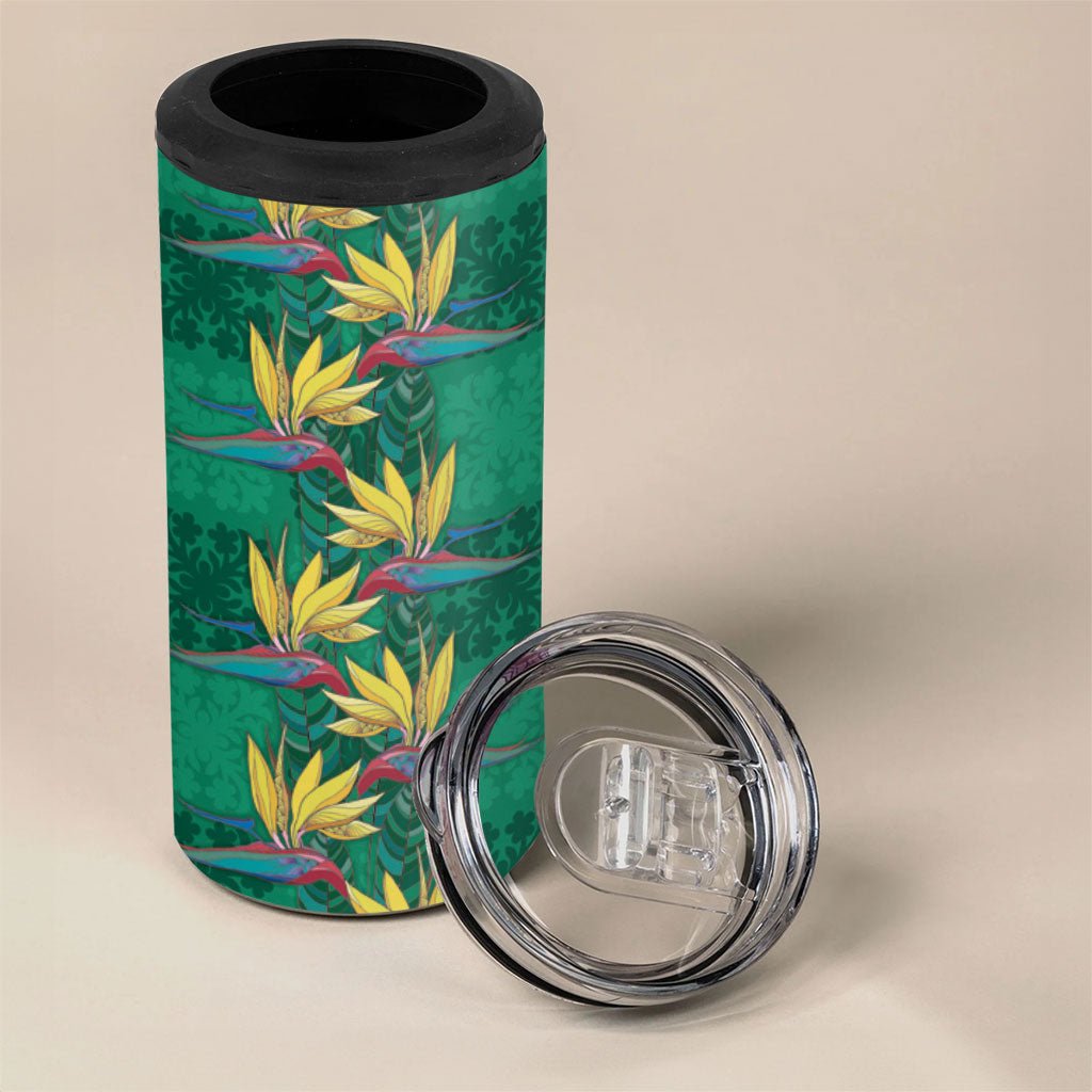 Hawaii Waikiki King 4 in 1 Can Cooler Tumbler Green Quilt With Pua Manu