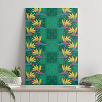 Hawaii Waikiki King Canvas Wall Art Green Quilt With Pua Manu