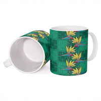 Hawaii Waikiki King Ceramic Mug Green Quilt With Pua Manu