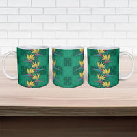Hawaii Waikiki King Ceramic Mug Green Quilt With Pua Manu