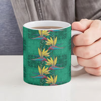 Hawaii Waikiki King Ceramic Mug Green Quilt With Pua Manu