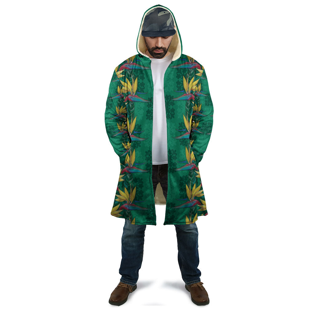 Hawaii Waikiki King Cloak Green Quilt With Pua Manu