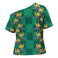 Hawaii Waikiki King Cross Shoulder Shirt Green Quilt With Pua Manu