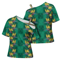 Hawaii Waikiki King Cross Shoulder Shirt Green Quilt With Pua Manu