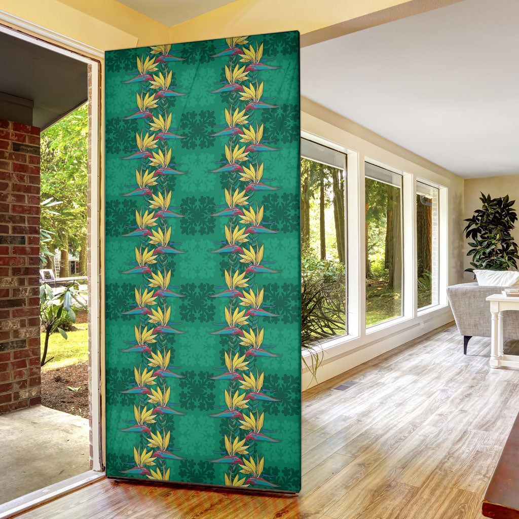 Hawaii Waikiki King Door Cover Green Quilt With Pua Manu