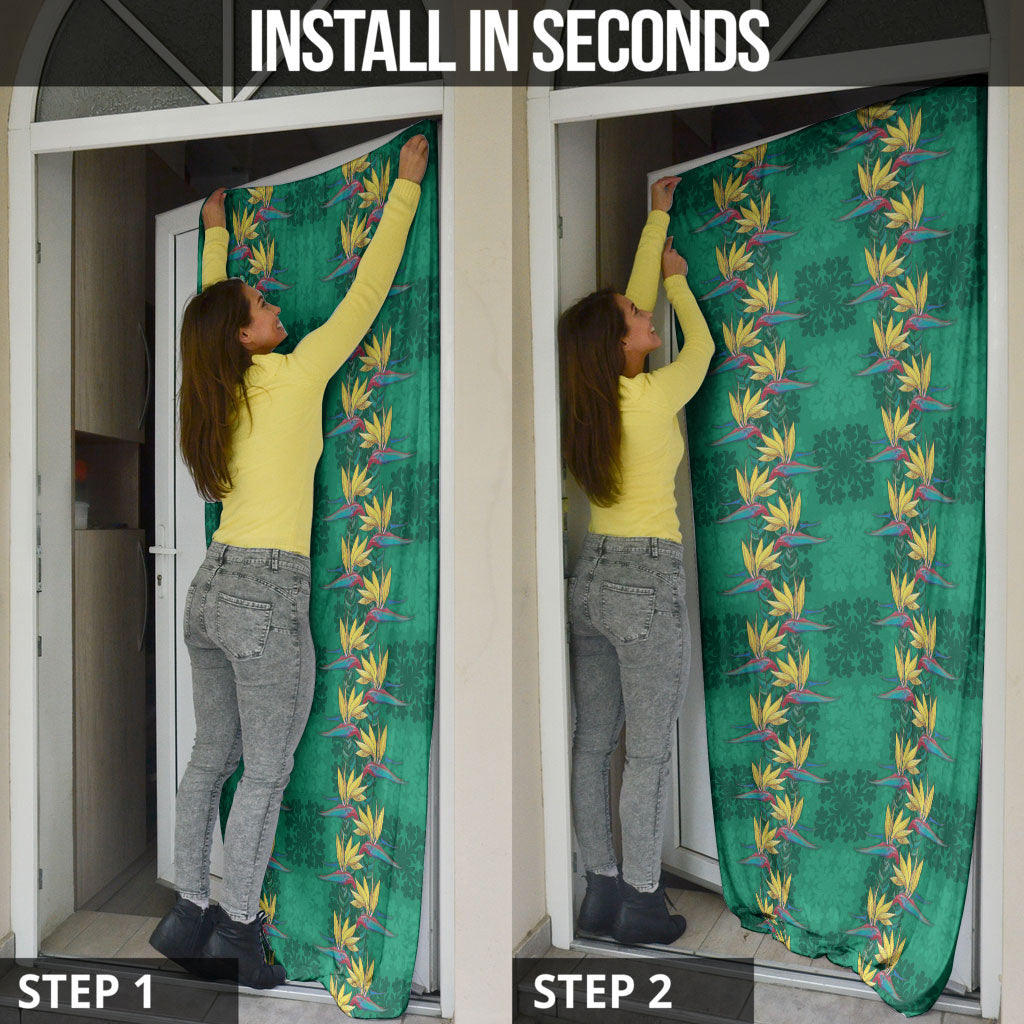 Hawaii Waikiki King Door Cover Green Quilt With Pua Manu
