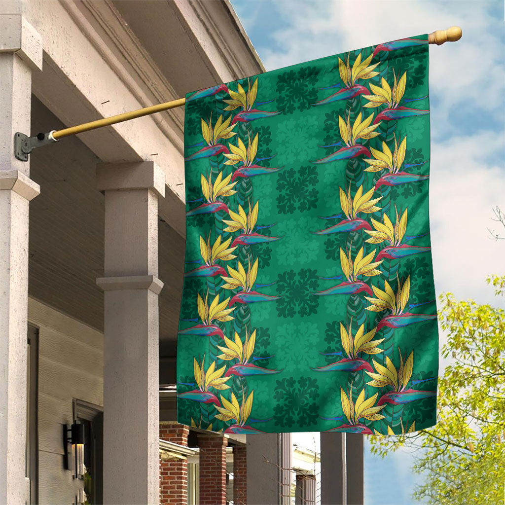 Hawaii Waikiki King Garden Flag Green Quilt With Pua Manu