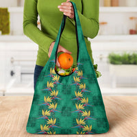 Hawaii Waikiki King Grocery Bag Green Quilt With Pua Manu