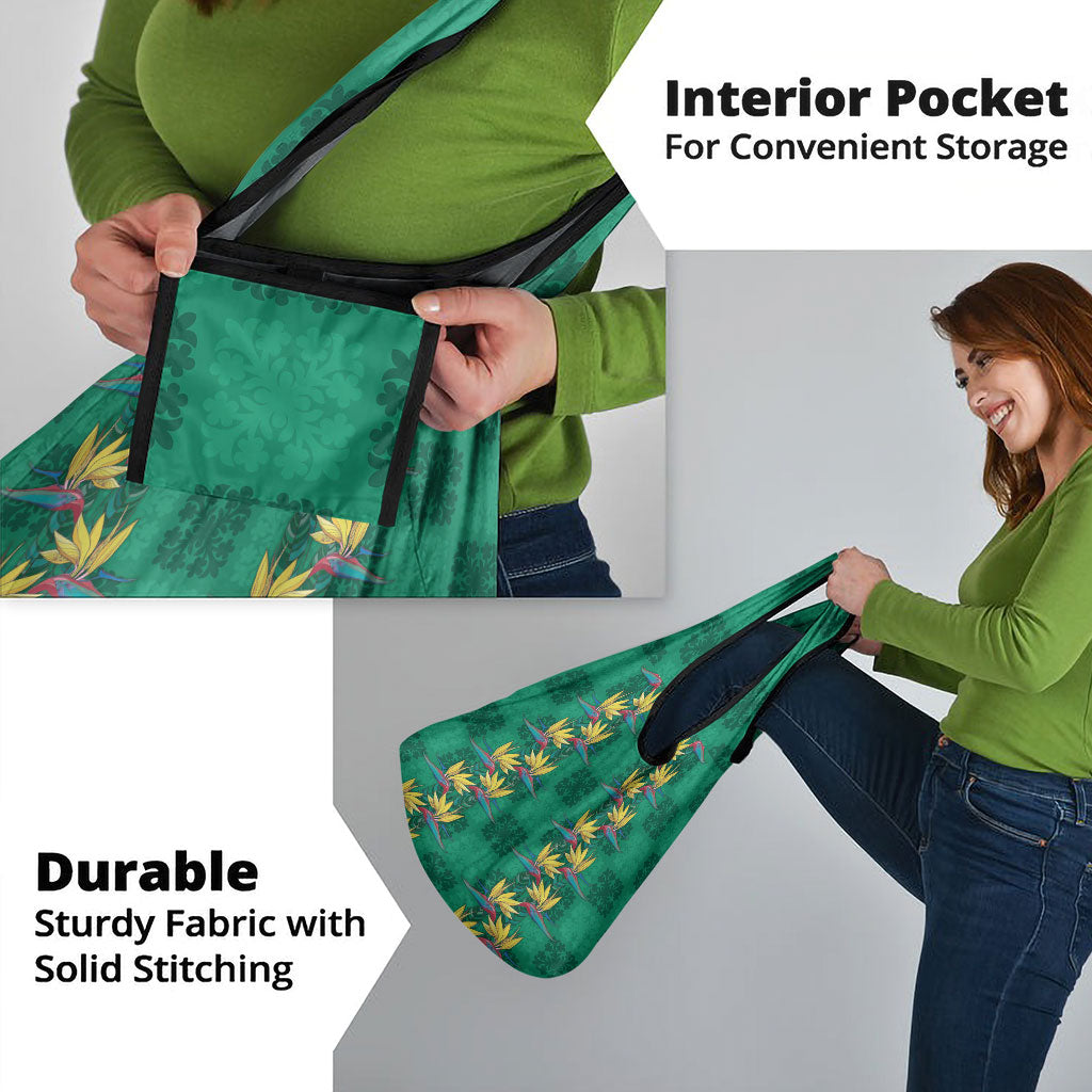 Hawaii Waikiki King Grocery Bag Green Quilt With Pua Manu