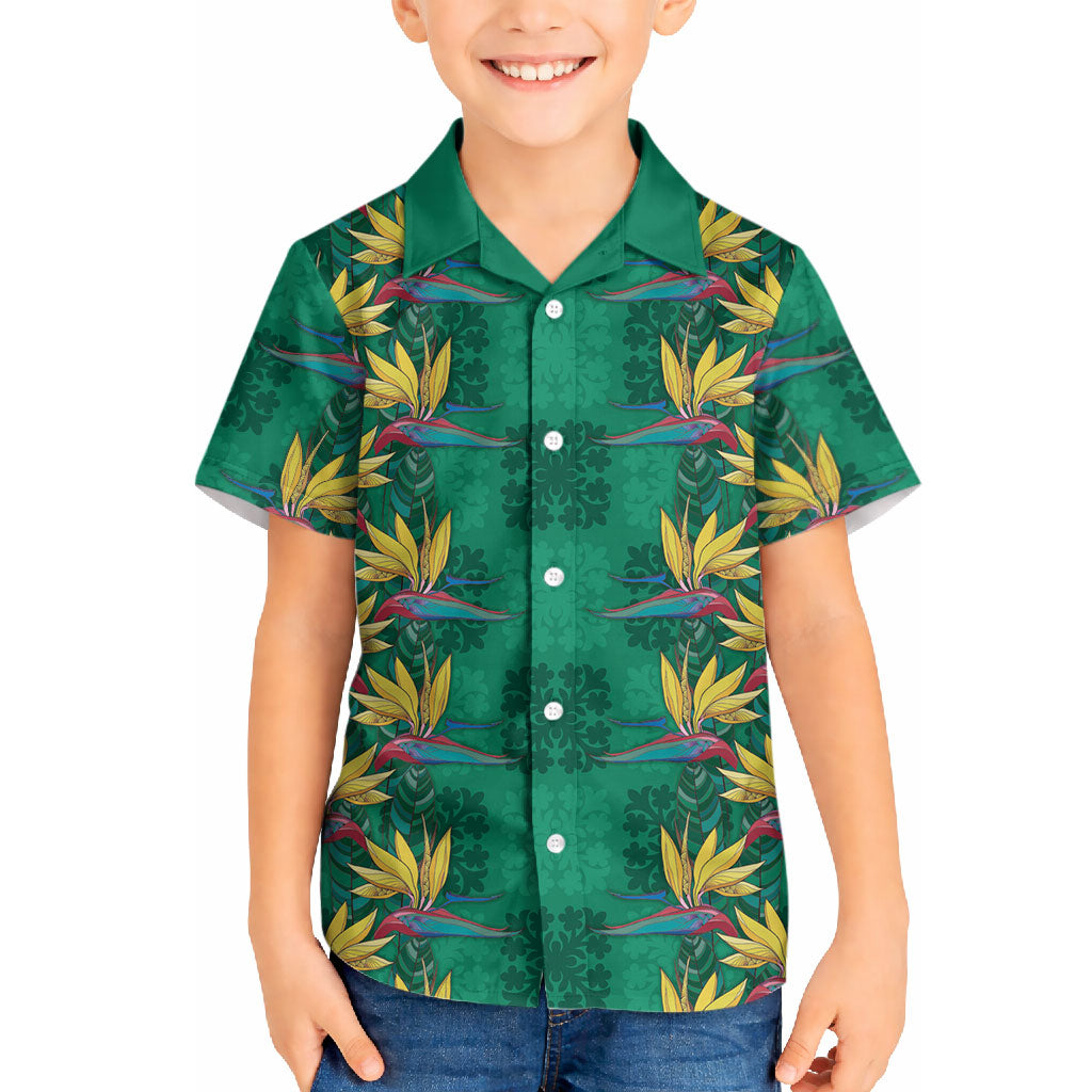 Hawaii Waikiki King Hawaiian Shirt Green Quilt With Pua Manu