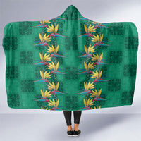 Hawaii Waikiki King Hooded Blanket Green Quilt With Pua Manu