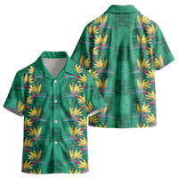Hawaii Waikiki King Kid Hawaiian Shirt Green Quilt With Pua Manu