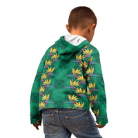 Hawaii Waikiki King Kid Hoodie Green Quilt With Pua Manu