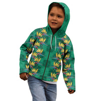 Hawaii Waikiki King Kid Hoodie Green Quilt With Pua Manu