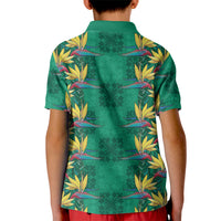Hawaii Waikiki King Kid Polo Shirt Green Quilt With Pua Manu