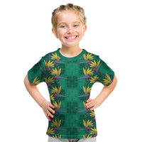 Hawaii Waikiki King Kid T Shirt Green Quilt With Pua Manu