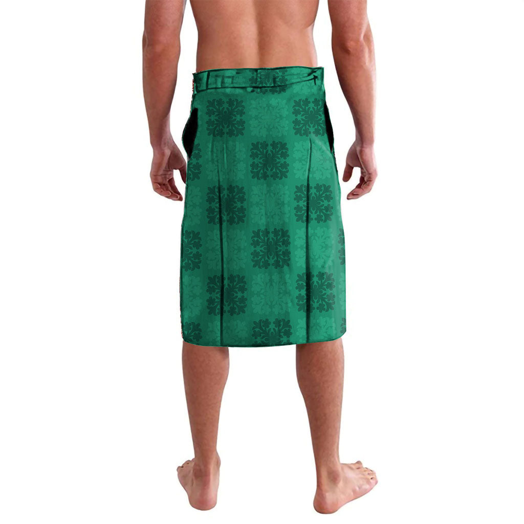 Hawaii Waikiki King Lavalava Green Quilt With Pua Manu