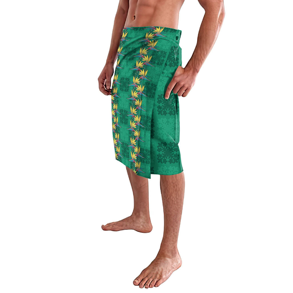 Hawaii Waikiki King Lavalava Green Quilt With Pua Manu