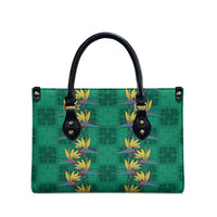 Hawaii Waikiki King Leather Bag Green Quilt With Pua Manu