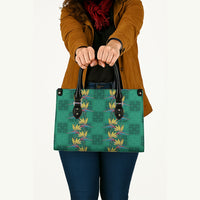 Hawaii Waikiki King Leather Bag Green Quilt With Pua Manu