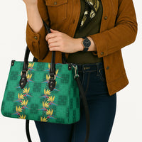 Hawaii Waikiki King Leather Bag Green Quilt With Pua Manu
