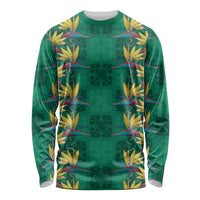 Hawaii Waikiki King Long Sleeve Shirt Green Quilt With Pua Manu