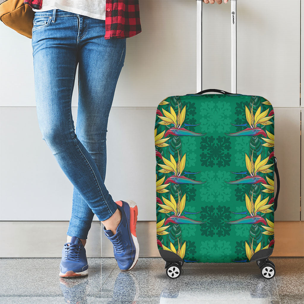 Hawaii Waikiki King Luggage Cover Green Quilt With Pua Manu
