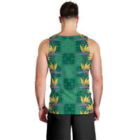 Hawaii Waikiki King Men Tank Top Green Quilt With Pua Manu