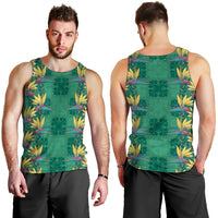 Hawaii Waikiki King Men Tank Top Green Quilt With Pua Manu