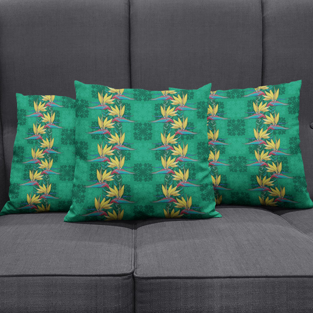 Hawaii Waikiki King Pillow Cover Green Quilt With Pua Manu