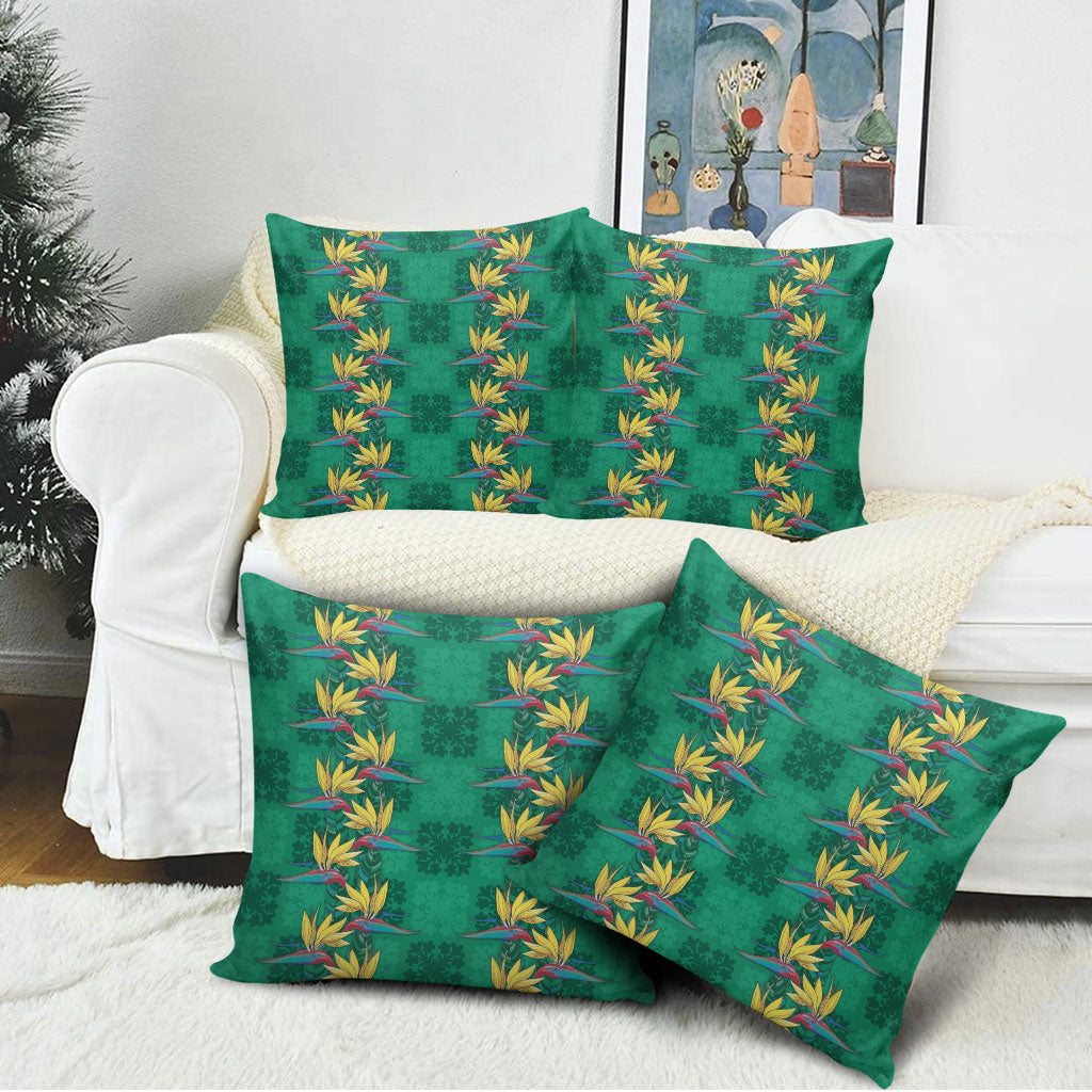 Hawaii Waikiki King Pillow Cover Green Quilt With Pua Manu