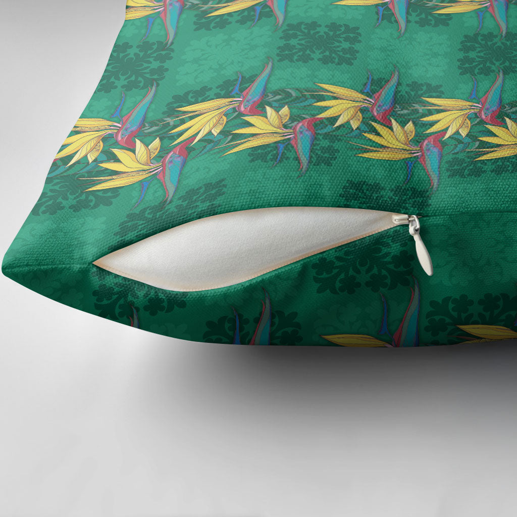 Hawaii Waikiki King Pillow Cover Green Quilt With Pua Manu