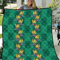 Hawaii Waikiki King Quilt Green Quilt With Pua Manu