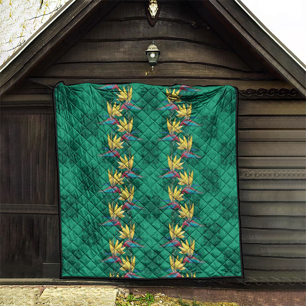Hawaii Waikiki King Quilt Green Quilt With Pua Manu