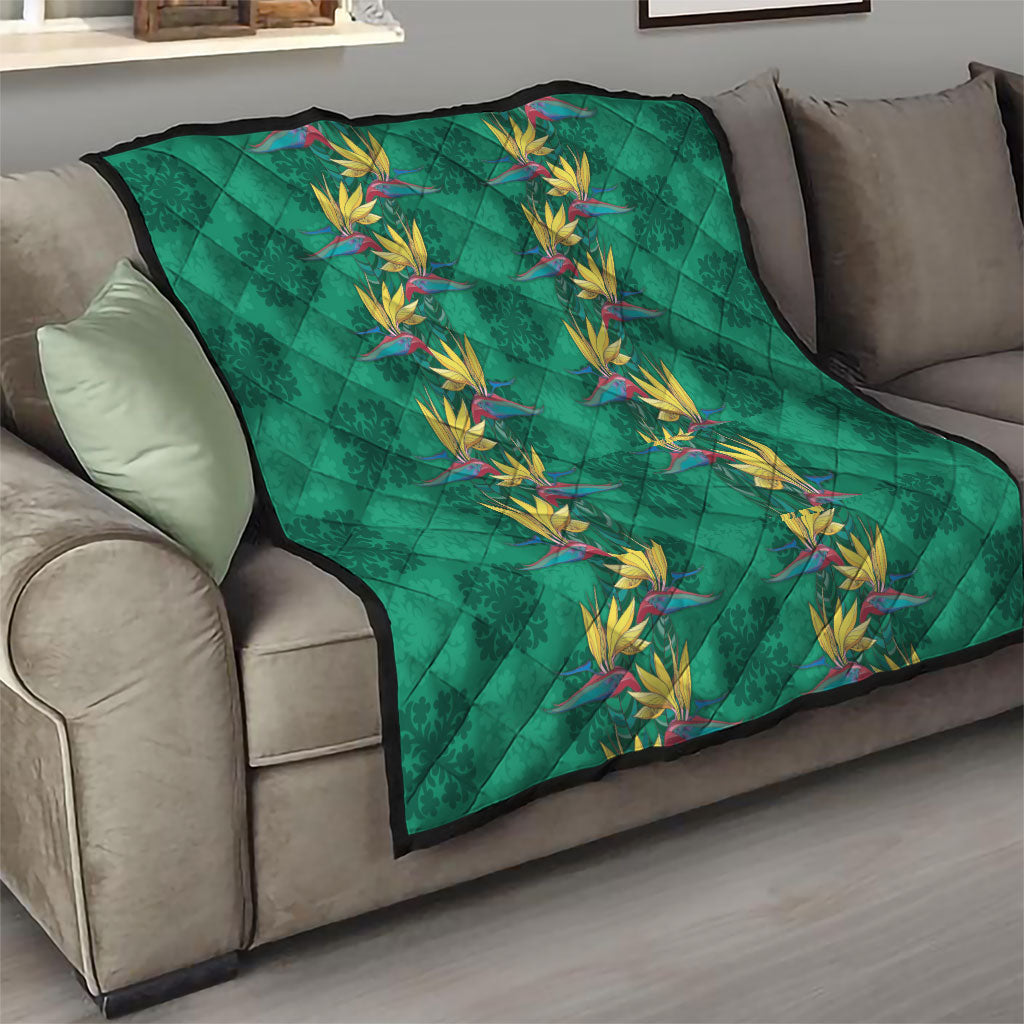 Hawaii Waikiki King Quilt Green Quilt With Pua Manu